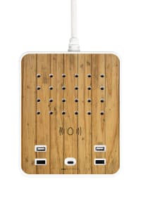 PRO - Multiprise ordi 12 prises chargeur induction 5 ports USB bois