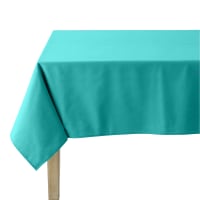 CAMBRAI - Nappe en coton traitee teflon turquoise 160 x 240