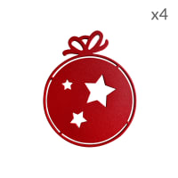 COLLECTION NOËL - Suspensions de Noël boule étoiles en aluminium rouge D6cm Lot de 4