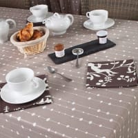 PERLES - Nappe enduite ovale 160 x 200 cm marron