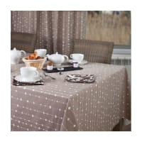 PERLES - Nappe enduite carrée 120 x 120 cm taupe