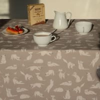 CHAT - Nappe enduite ovale 160 x 240 cm taupe