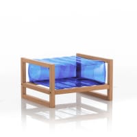 YOKO EKO - Pouf en bois et tpu bleu