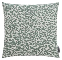 LEOPARDO - Housse de coussin jacquard motif léopard jade 50x50