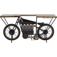 MOTO - Table de bar en manguier massif et acier 180x43