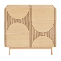 LUMANDA - Commode 3 tiroirs design en bois chêne