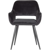 JELLE - 2 fauteuils de table en velours noir