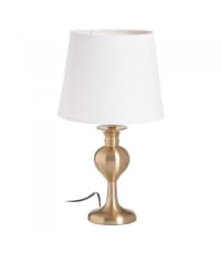 OR - Lampe à poser en métal doré et abat-jour en lin blanc H41cm