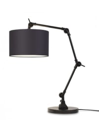 AMSTERDAM - Lampe de table noire flexible et abat-jour gris foncé H100cm