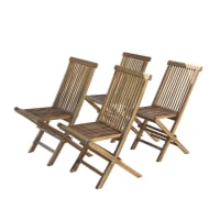 BALI - 4 chaises de jardin en teck huilé pliantes