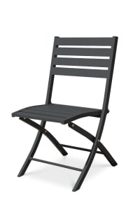 MARIUS - Chaise de jardin pliante en aluminium gris anthracite