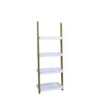 Étagère échelle 4 niveaux en bambou - Blanche