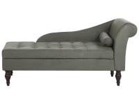 PESSAC - Chaise longue en tissu gris foncé avec rangement
