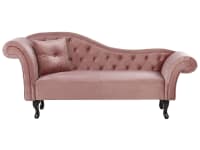 LATTES - Chaise longue côté gauche en velours rose