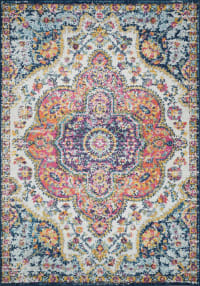 JULIA - Tapis Vintage Multicolore, Rose, Safran et Bleu - 160x220cm