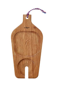 LA BOUTEILLE - Planche apéro porte verre de vin en chêne 30x15cm