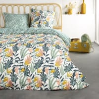 SUNSHINE - Parure de lit 2 personnes imprimé floral en Coton Vert 220x240 cm
