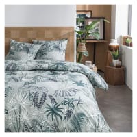 SUNSHINE - Parure de lit 2 personnes imprimé jungle en Coton Vert 220x240 cm