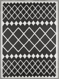 SCOOBI - Tapis extérieur motif géométrique noir 150x220