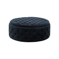 DOUNE - Grand pouf rond style moderne velours noir