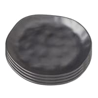 ORGANIC - Assiette plate en grès noir D20 - Lot de 4