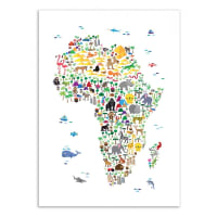 ANIMAL MAP OF AFRICA - MICHAEL TOMPSETT - Affiche d'art enfant 50 x 70 cm