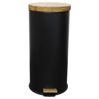 FOREST - Poubelle de cuisine à pédale bois et acier noir 30L