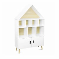 TOBIAS - Etagère bibliothèque maison pour enfant en pin naturel blanc