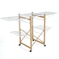 USHUAIA - Etendoir à linge pliable Aluminium Bois clair 28m