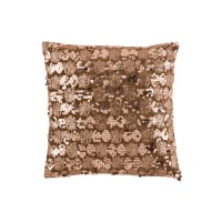 SEQUINS - Coussin velours marron/bronze 45x45cm