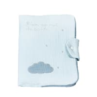 Protège carnet de santé en coton bleu