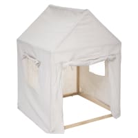 Cabane enfant en toile coton beige 77x77x115