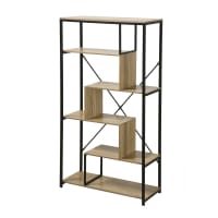 Bibliothèque avec étagères 6 niveaux H160 cm - Marron