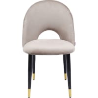 IRIS - Chaise en velours beige et acier