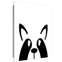 KIDS - Tableau enfant bois raccoon noir et blanc 40x60