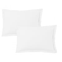 GAMME UNIS SATIN - Juego de 2 fundas de almohada satén de algodón 50x70 cm blanco