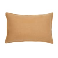 LES ESSENTIELS - Taie d'oreiller en lin lavé marron camel 60x70