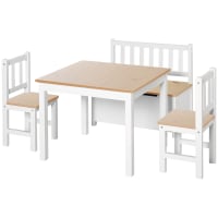 Ensemble de table et chaises enfant de 4 pièces blanc bois clair