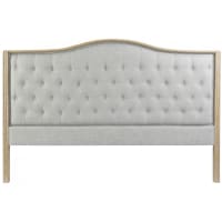 LIN - Tête de lit classique en bois et tissu capitonné lin gris 180cm