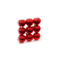 Set de 9 boules de Noël rouges 6cm