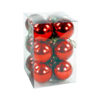 Set de 12 boules de Noël rouges 4cm