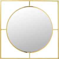 STANFORD - Miroir rond cadre carré en acier doré 90x90