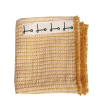 PECES - Colcha/ arrullo de lino 100%, amarillo flecos para mini cuna 55x85cm