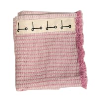 PECES - Colcha/ arrullo de lino 100%, rosa desflecada para  cuna 60x120 cm