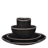 TABO - Vajilla de cerámica negra de 16 piezas