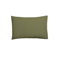 VERDE OLIVA - Funda de almohada 100% algodón con estampado liso 2(50X75) cm