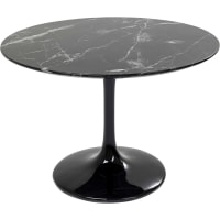 SOLO - Table à manger 6 personnes ronde effet marbre noir D110