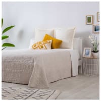 SANTILLANA - Colcha primavera verano algodón poliéster beige 200x260 cm cama de 105