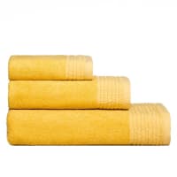 LINZ MOSTAZA - Juego de toallas 100% bambú 550 gr/m² 3 piezas color mostaza