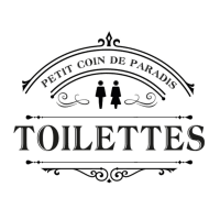 TOILETTES - Sticker décoratif de porte toilettes 18x15cm